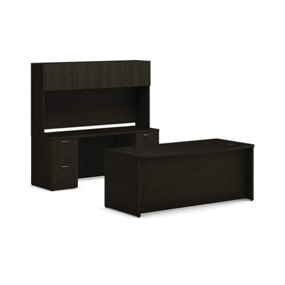 HON Mod 72"W X 96"D Office Suite with Hutch and Bow Front Desk