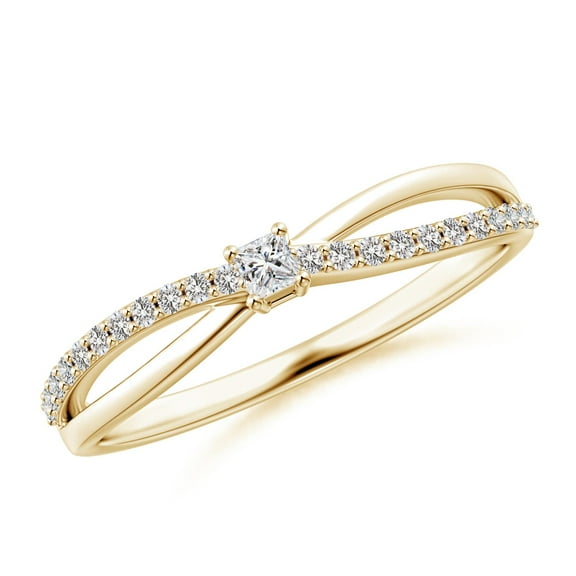 ANGARA Natural Prong Set Diamond Promise Ring in 14K Yellow Gold for Women (Size-2mm| Color-I-J| Clarity-I1-I2) | April Birthstone, Anniversary, Jewelry Gift for Women | Natural Diamond Ring