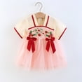 thumbnail image 2 of Hfolob Girls Summer Dresses Baby Cheongsam Qipao Child Floral Print Short Sleeve Skirt Tang Suit Flowy Sundress Casual Dresses 12-18 Months, 2 of 7