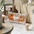 thumbnail image 5 of Sm:)e Fall Pillow Cover 12x20 Inch - Rustic Farmhouse Style Throw Pillowcase, Orange Pumpkins and Maple Leaves, 5 of 7