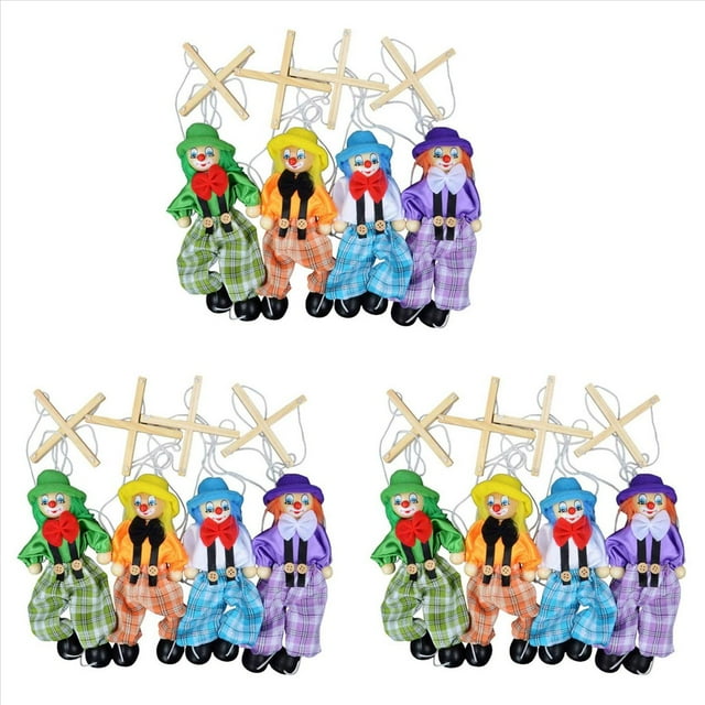 Paquete de 12 Juguetes de Marionetas de Payaso, Juguetes Creativos de Marionetas de Cuerda para Niños, Juguetes Interactivos para Padres e Hijos, el Mejor Regalo para Niños