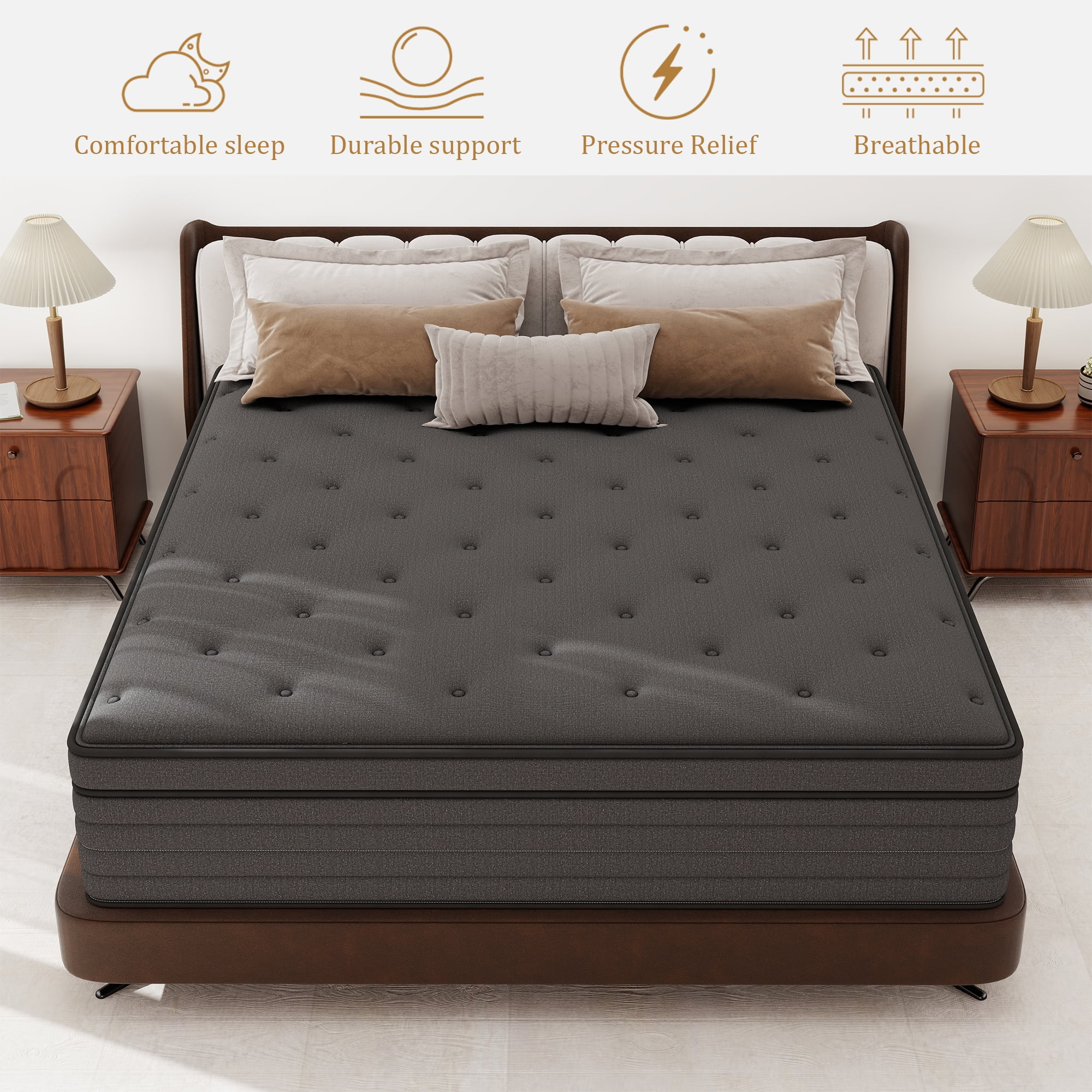 lemontalking Twin Mattress,12 inch Pocket Springs with Gel Memory Foam, Hybrid Mattresses in a Box