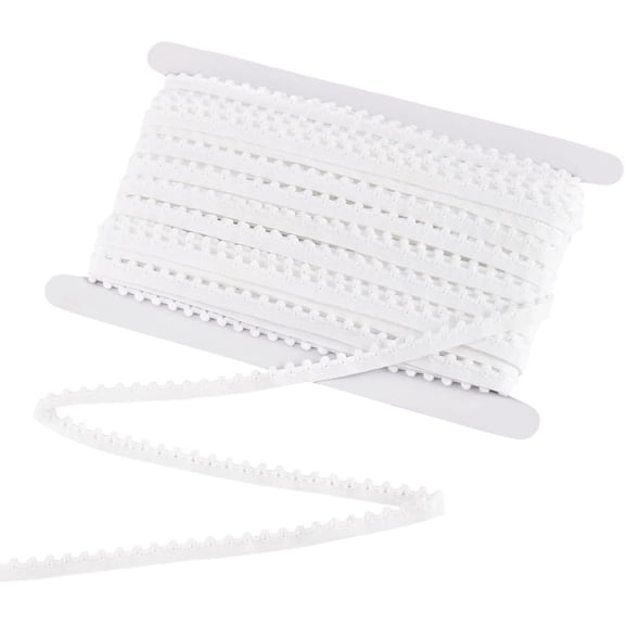 27 Yards Elastic Trim Ball Fringe 3/8 inch White Sewing Lace Ribbon Ball Fringe Tassel Trim with Pompoms Balls
