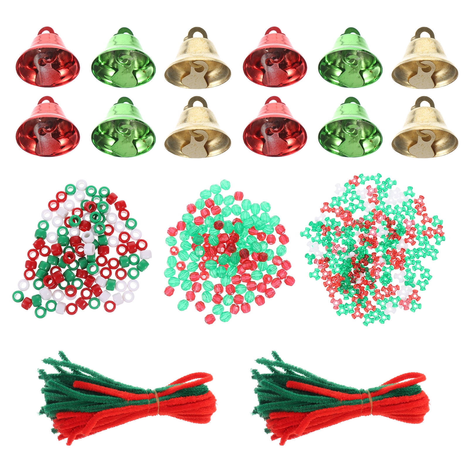 UPOUART 1 Set Glittery Shaped Beads and Small Alloy Bells for Christmas DIY Crafts