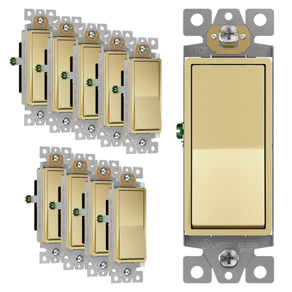 ENERLITES Interrupteur de Lumière à Bascule Décoratif Série Elite, 15A 120V/277V, Finition Brillante, Pôle Unique, 3 Fils, Vis de Mise à la Terre, Qualité Résidentielle, UL Listed