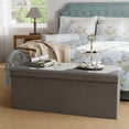 thumbnail image 6 of Skandiquip 43.5" Large Storage Ottoman with Linen Lid and Sides, Comfy Footstool for Living Room, Bedroom, No Assembly, 660 Lb Capacity, Light Gray, 6 of 6