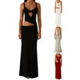 thumbnail image 2 of Women Bodycon Spaghetti Strap Cutout Maxi Dress Hollow Sexy Fitted Dresses Slip Long Dress Evening, 2 of 6