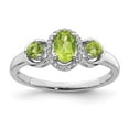 thumbnail image 4 of 925 Sterling Silver Rhodium Peridot Diamond Ring Size 7, 4 of 6