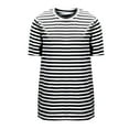 thumbnail image 5 of ZQGJB Womens Striped T-Shirts Casual Summer Short Sleeve Crew Neck Basic Slim Fit Tunic Blouse Trendy Oversized Cotton Pullover Tops Black L, 5 of 6