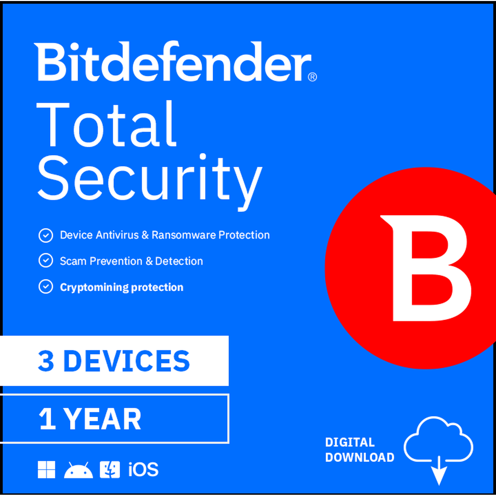 Bitdefender Total Security 3 Devices/1 Yr