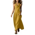 thumbnail image 2 of Asgosdo Women Summer Dresses Halter Sleeveless Solid Color Slim Fit Flowy Trendy Vacation Maxi Dress, 2 of 5