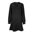thumbnail image 4 of Baqcunre Solid V Neck Mid Length Sweater Knitwear Pullover Knitted Dress Midi Dress Sweater Dress Fall Dresses For Women,Women Clothing Womens Dresses,Color Black,Size XL, 4 of 4