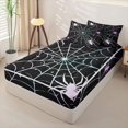 thumbnail image 2 of Homewish Halloween Spider Web Zipper Queen Comforter Set with Fitted Sheet and 2 Pillowcases for Kids, Gradient Spooky Animals Zipper Bedding Set, Black Reversible, 4pcs, 2 of 6