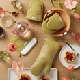 thumbnail image 3 of Better Homes & Gardens Honeycomb Silicone and Cotton Oven Mitt, Pot Holder, Mini Mitt Set, Green Saddle, 4 Pieces, 3 of 6
