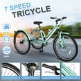 thumbnail image 3 of ABORON Mountain Tricycle for Adults, 3 Wheeled 7-Speed Mountain Tricycle 24/26/27.5 inch Men's Women's Tricycles Cruiser Bike with Cargo Basket, 3 of 8
