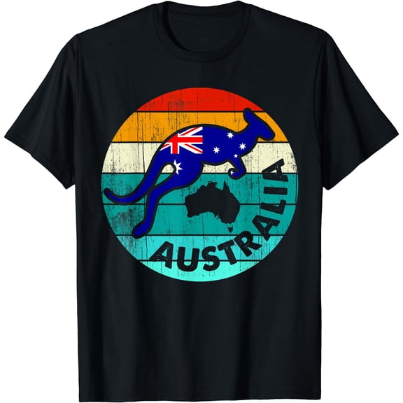 Australia Day - Funny Australian Kangaroo Vintage T-Shirt Black Small