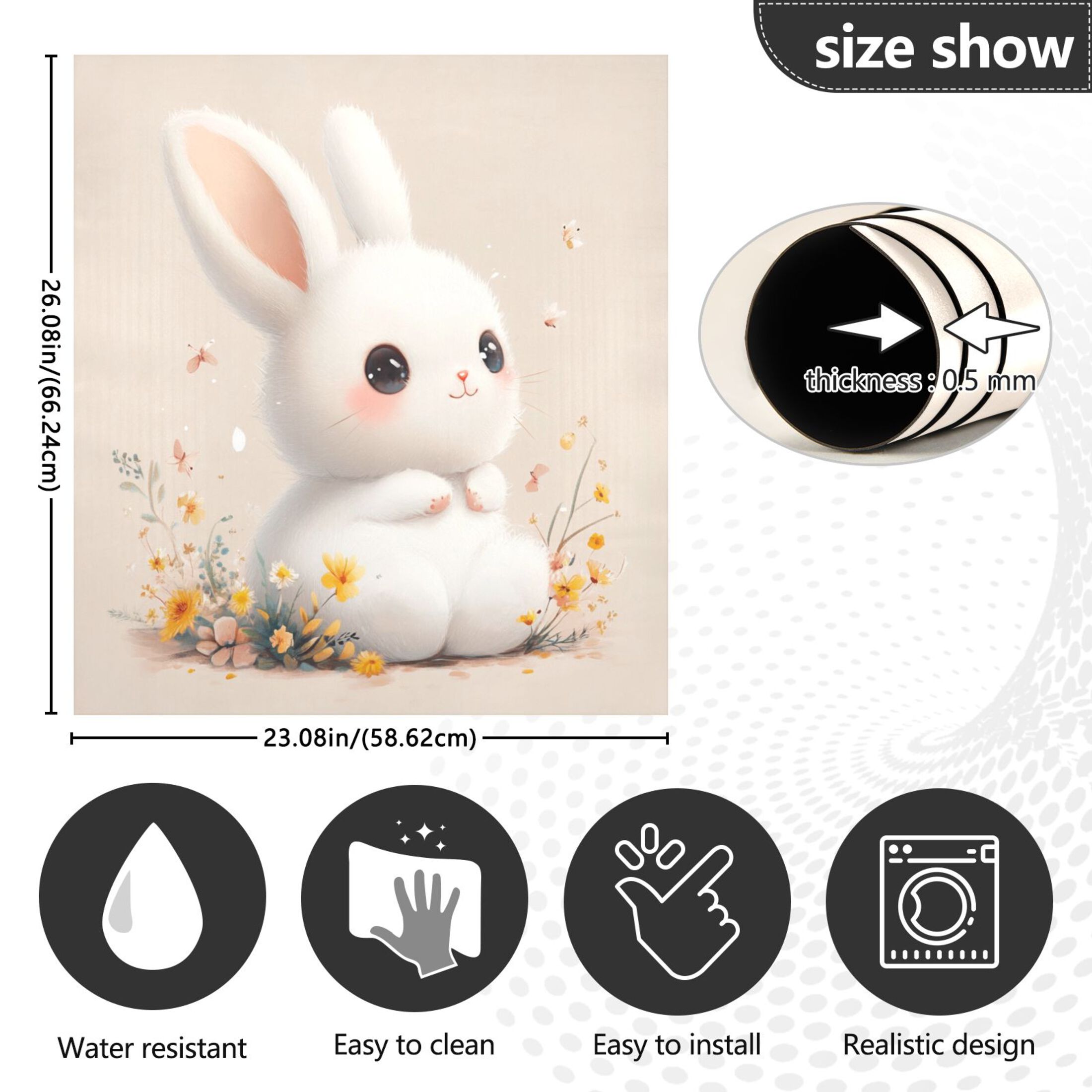 Dishwasher Magnetic Sticker 23x26 Inch Refrigerator Magnetic Sticker Washing Machine Magnetic Sticker Kitchen Panel Magnetic Sticker Home Decor Super Cute Rabbit