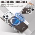 thumbnail image 5 of for iPhone 13 Pro Magnetic Case with 360 Rotating Ring Kickstand, Compatible with MagSafe, Denim Texture Metal Hard PC Stylish Anti-Scratch Wireless Charging Shockproof Phone Cover, Brown, 5 of 10