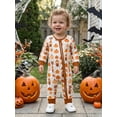 thumbnail image 5 of Cjfdfy Newborn Baby Boy Girl Halloween Outfit Romper Casual Scarecrow Pumpkin Print Zip Front Crew Neck Long Sleeve Jumpsuit For Fall Halloween Pumpkin Fall Winter Outfit, 5 of 9