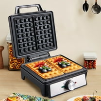 2-Slice Waffle Maker with Nonstick Surface, 1200W Waffle Iron, Time & Temperature Control, Browning Control, Perfect Waffle Maker for Kids and Families, Stainless Steel