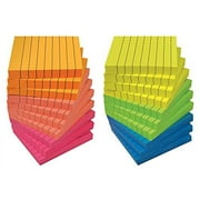 Lined Sticky Notes 3 x 3, 20 Pack Box, 2,000 Sheets (100/Pad), Self Stick Notes with Lines, Bright Assorted Colors, by Better Office Products, Post Memos, Strong Adhesive, 20 Pads in Box