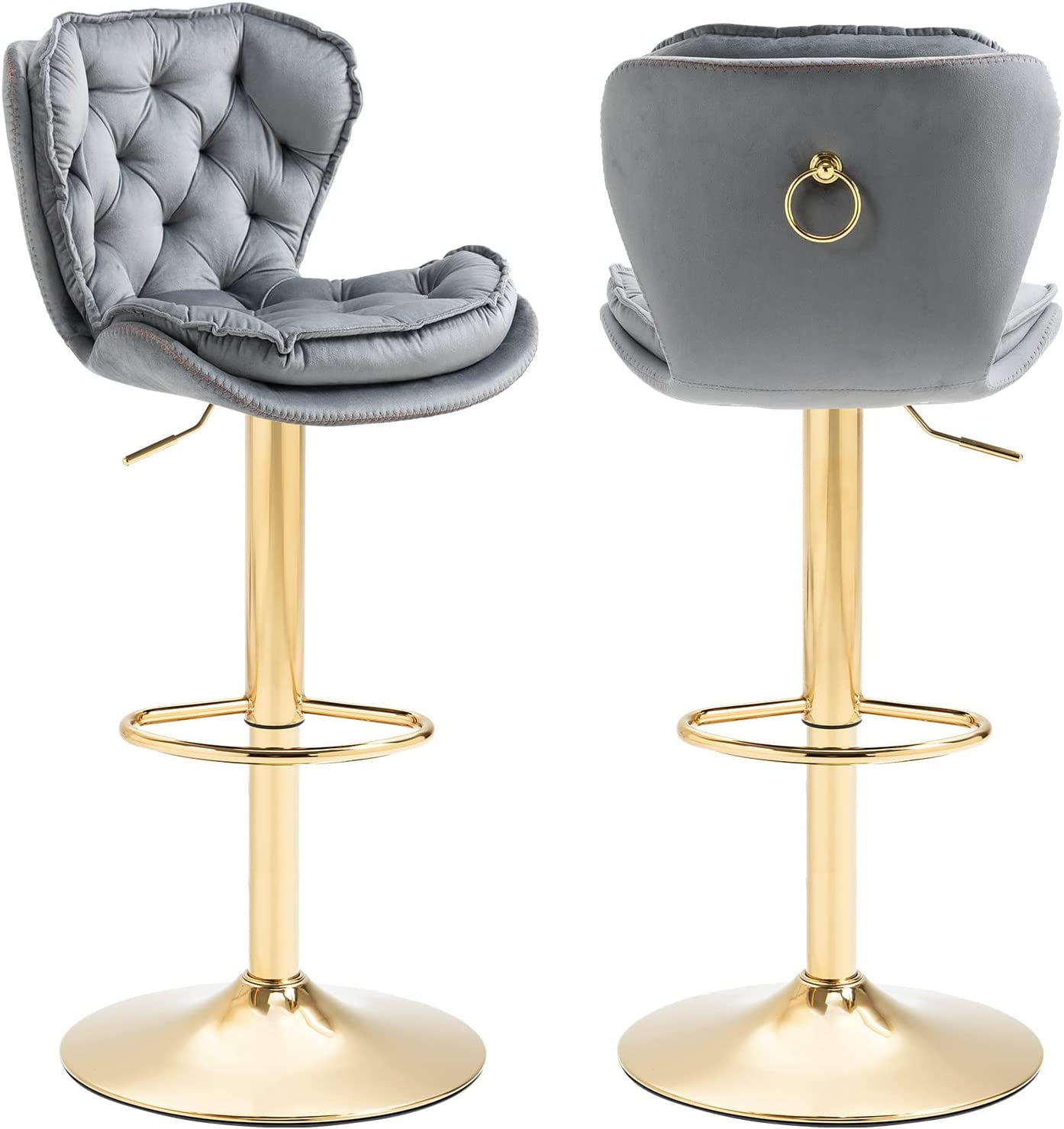 KINFFICT Bar Stools Set of 2, Upholstered Velvet Counter Height