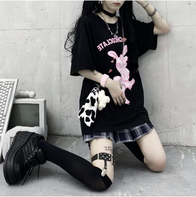 CoCopeaunt Women Kawaii Bunny Tshirts Y2K Harajuku Oversize Shirts Fairy  Grunge Clothes Aesthetic Gothic Short Sleeve Blouse