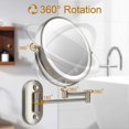 thumbnail image 4 of Rechargeable Lighted Makeup Mirror Wall Mount, Extendable Double Sided Vanity Mirror with 10X Magnif, 4 of 5