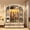 White 4 Doors, variant on Arched Armoire Wardrobe Closet with LED Light & Glass Doors, 75" Tall 2 Door Armoire Closet with 2 Drawers & Storage Shelves, Large Bedroom Storage Clothes Organizer with Hanging Rod