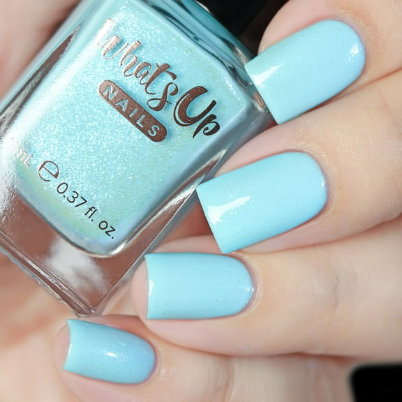 Whats Up Nails - Lost Frost Regular Nail Polish (Light Blue Crelly with Blue Iridescent Shimmer) 12 Free Cruelty Free Vegan