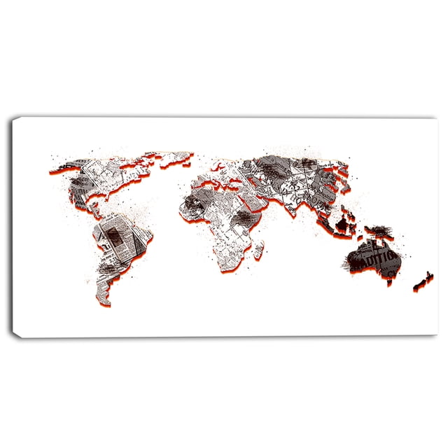 Arte de la lona Design Art Inc. Rojo y gris Mapa PT2712-40-20
