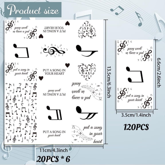 120 Pcs Musical Note Candy Wrappers Put A Song in You Heart Mini Candy Bar Wrapper Chocolates Bar Label Stickers for Guests Concert Theme Party Favors (No Candy) 1.4x2.6inch