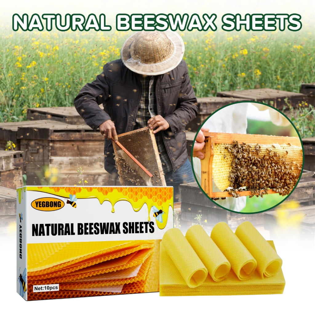 Fairnull 10Pcs Natural DIY Beeswax Sheets Eco-friendly Beekeeping Equipment  Bee Comb Honey Frame for Crafts 
