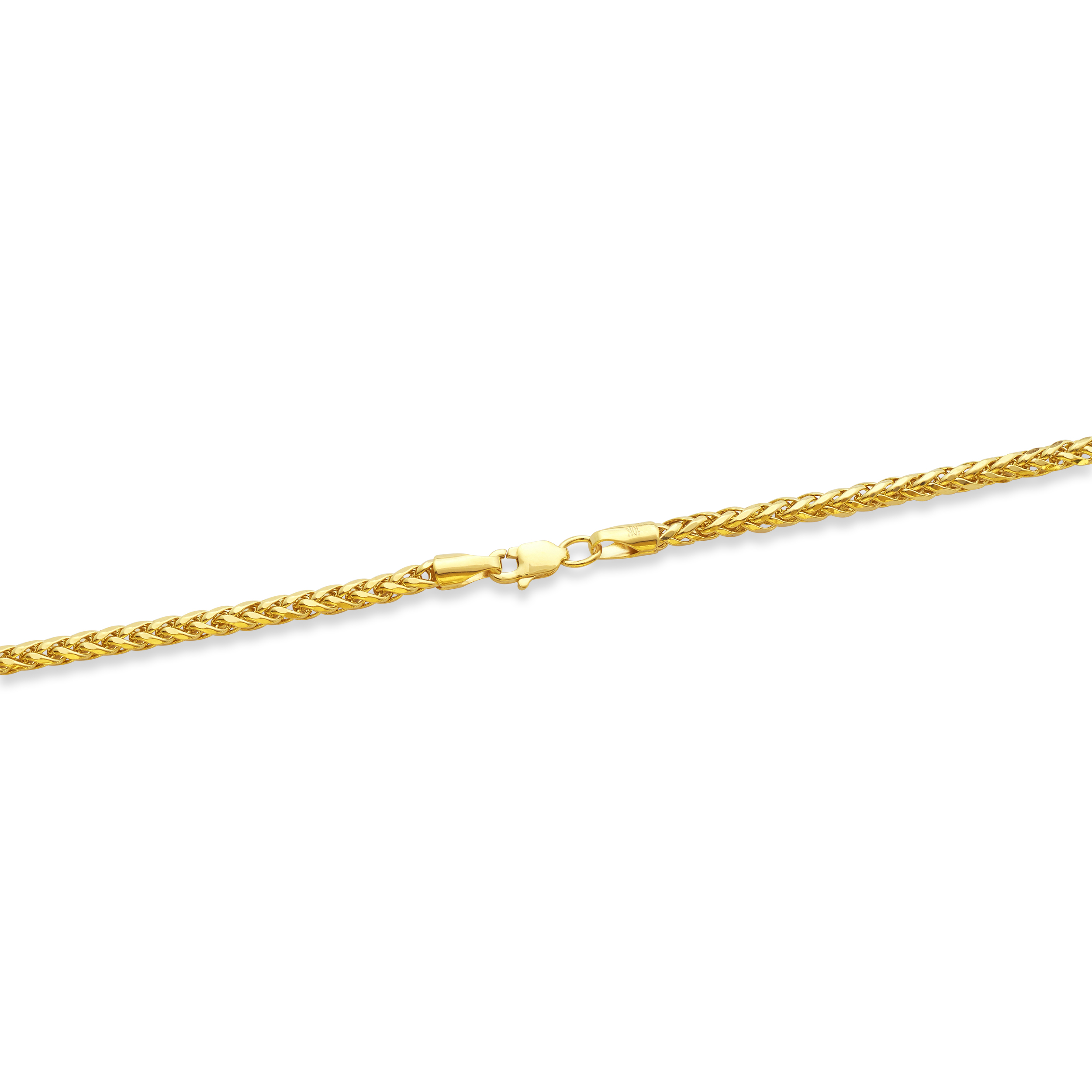 LoveBling 10k Yellow Gold 2.5mm Palm Wheat Chain Women's Anklet with Lobster Lock (10")