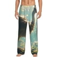 thumbnail image 2 of Picia Majestic Ostrich In Forest Mens Soft Woven Cotton Elastic Waistband Sleep Pajama Pant Lounge Sleep Pant With Pockets And Drawstring-Small, 2 of 9