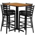 thumbnail image 3 of Emma + Oliver 24"W x 42"L Natural Table Set-4 Ladder Back Stools,Black Seat, 3 of 3