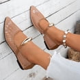 thumbnail image 6 of Dakaela Mesh Ballet Flats for Women Pointy Toe Mary Jane Ballerina Flats Shoes Women's Fishnet Flat Sandals for Dressy Summer Khaki,9, 6 of 9