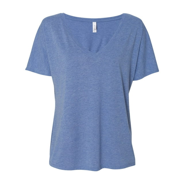 BELLA 8815 BellaCanvas Ladies` Flowy Basic V-Neck Tee 8815, 2XL, Blue Triblend