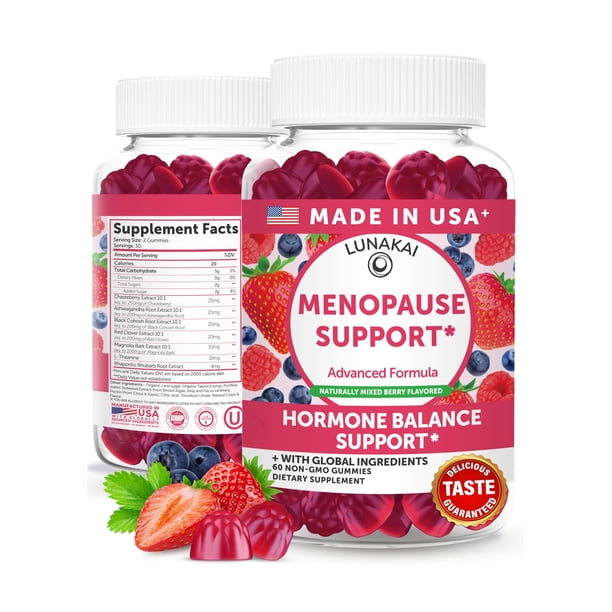 Gomitas para aliviar la menopausia Lunakai USA con cohosh negro, 60 unidades
