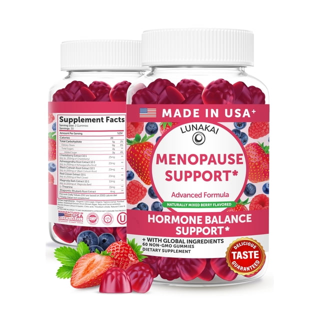 Gomitas para aliviar la menopausia Lunakai USA con cohosh negro, 60 unidades