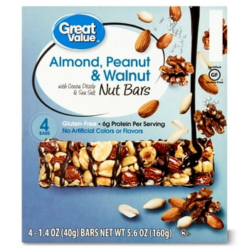 Great Value Almond, Peanut, & Walnut Nut Bars, 5.6 oz, 4 Count