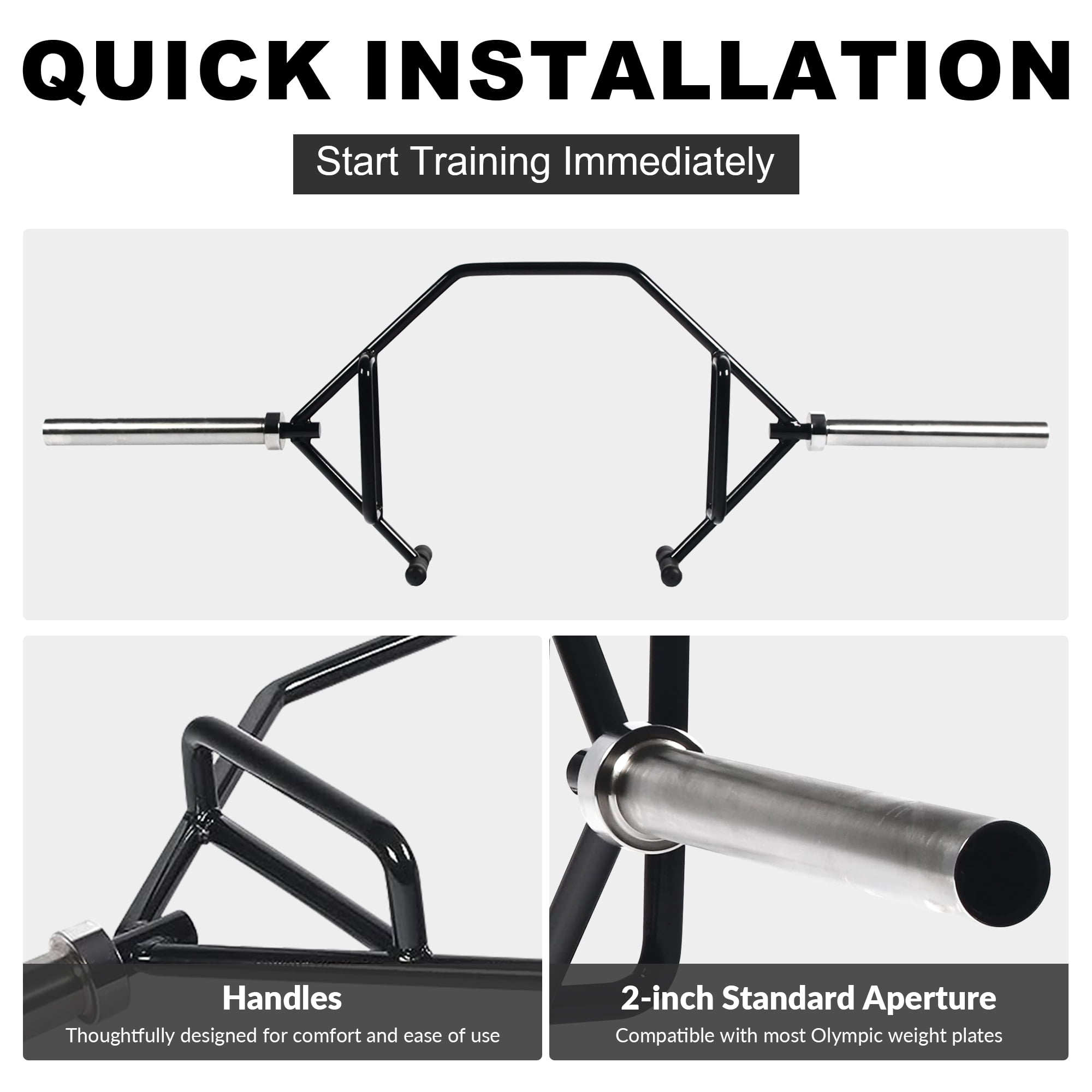 Signature Fitness Professional Steel Olympic Barbells, 2-Inch Sleeves, 6FT Open-End or 5FT Closed-End, Black Finish