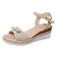 thumbnail image 5 of Espadrilles for Women Open Toe Platform Wedge Sandals Lightweight Summer Dress Heels Ankle Strap Wedges Black Size 8, 5 of 6