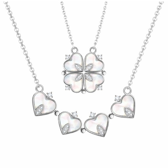 Heart to Clover 2 in 1 Pendant Necklace for Women Stainless Steel CZ by Ginger Lyne Collection