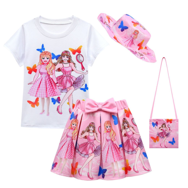 Robe de Cosplay pour Enfants Mode Été Jupe Adorable pour Filles avec Sac Chapeau