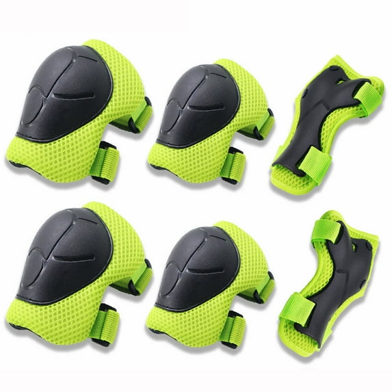 Kids Knee Pads Elbow Pads Ages 3-7 Toddler Boys Girls Kids , 6 in 1 Protective Gear Safety Set with Wrist Guard for Skating Cycling Scooter Bike Ski Skateboard Riding Sports,Green