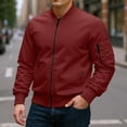 thumbnail image 2 of dGslk Men's Lightweight Bomber Jacket Casual Zip Up Windproof Outerwear Classic Stand Collar Flight Jacket Wine L, 2 of 2