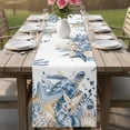 thumbnail image 4 of Blue Turtle Coastal Table Runner 90 Inches, Beach Coral Nautical Starfish Sea Eucalyptus Bed Runner Dresser Scarves Tabletop for Indoor Outdoor Parties/Ceremony/Banquet, 13" x 90", 4 of 9