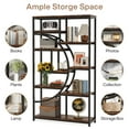 thumbnail image 3 of Tribesigns Bookshelf, Industrial 5 Tier Etagere Bookcase, Freestanding Tall Bookshelves Display Shelf Storage Organizer with 9-Open Storage Shelf for Living Room, Bedroom (Brown), 3 of 21