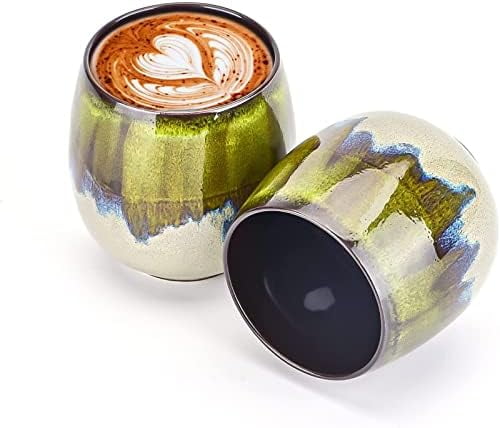 Tolatr Ceramic Kiln-Change Espresso Cups Small Espresso Coffee Cup Spirits Cups Tasting Cups Ceramic Mate Cup Set of 4 (3oz)